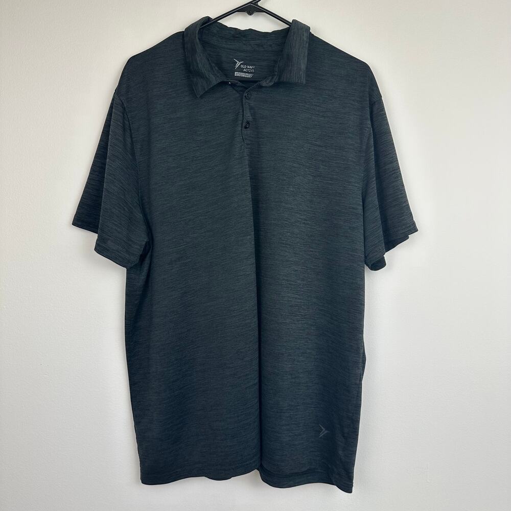 Old Navy Active Mens Short Sleeve Polyester Heather Dark Grey Polo Shirt 2XL